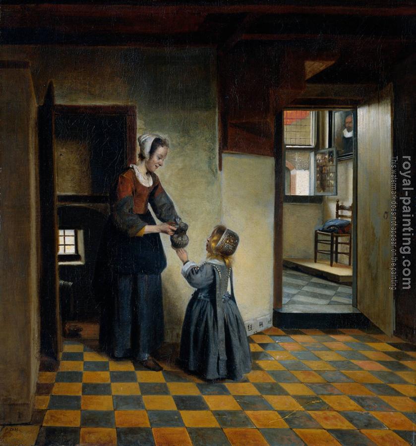 Pieter De Hooch : Woman with a Child in a Pantry